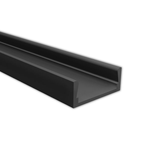 PK1 LED AUFBAU-Profil 200cm, flach, schwarz RAL9005, LED Stripes max. 12mm