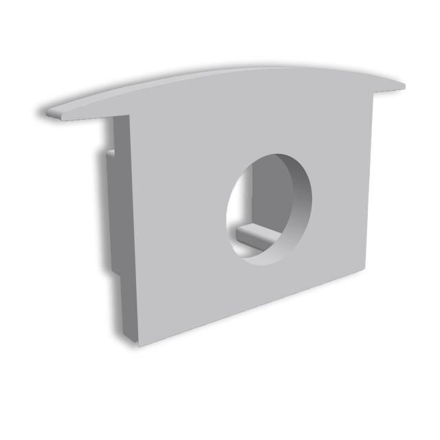 Endkappe E228 für Profil PK3, grau, gerade, mit Kabeldurchführung, 1 STK